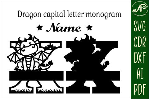 Dragon Capital Monogram Letter X SVG Cut SVG APInspireddesigns 