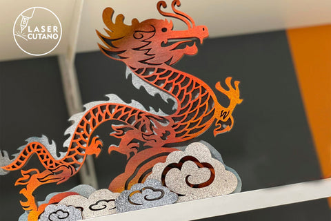 Dragon CHINESE NEW YEAR Decorations Wood Multilayer Laser Cut Files, Mandala, Paper Cut, SVG, 3D Designs SVG LaserCutano 