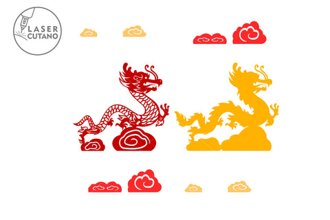 Dragon CHINESE NEW YEAR Decorations Wood Multilayer Laser Cut Files, Mandala, Paper Cut, SVG, 3D Designs SVG LaserCutano 