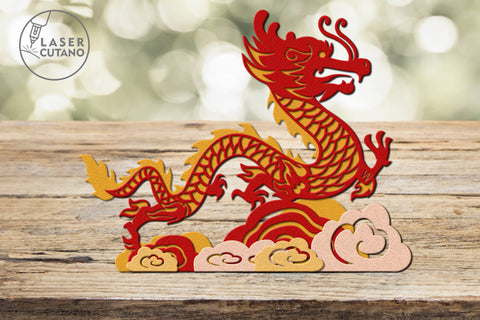 Dragon CHINESE NEW YEAR Decorations Wood Multilayer Laser Cut Files, Mandala, Paper Cut, SVG, 3D Designs SVG LaserCutano 