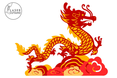 Dragon CHINESE NEW YEAR Decorations Wood Multilayer Laser Cut Files, Mandala, Paper Cut, SVG, 3D Designs SVG LaserCutano 