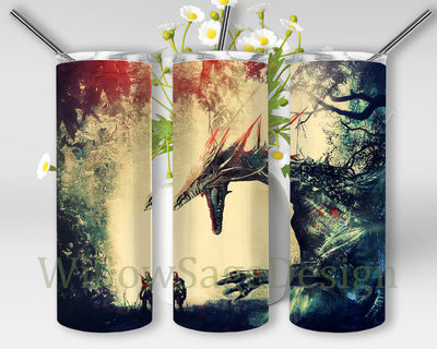 Dragon Design Tumbler Png, Dragon 20oz Skinny Tumbler, Imaginary Animals Design Png, Dragon Sublimation Design, Digital Download Sublimation WillowSageDesign 