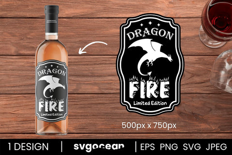 Dragon Fire Bottle Labels Svg SVG SvgOcean 