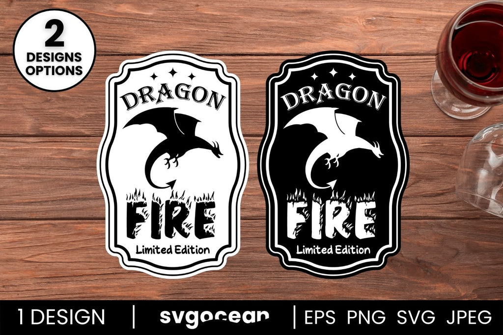 Dragon Fire Bottle Labels Svg - So Fontsy