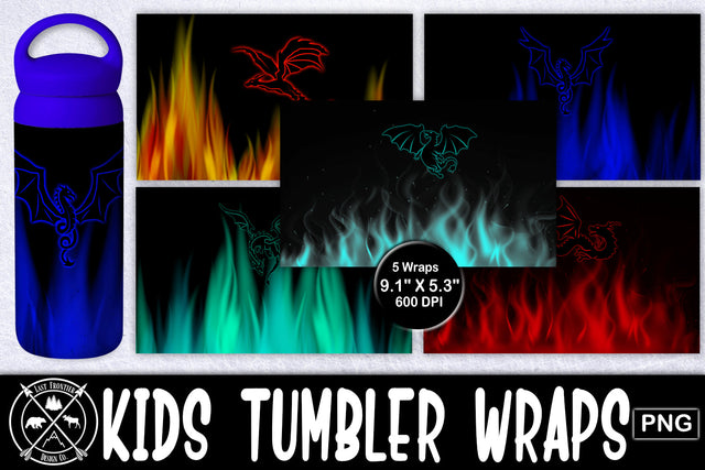 Dragon Kids Tumbler Wrap Bundle|Kids 12oz Tumbler Sublimation Last Frontier Design Co. 
