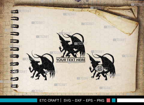 Dragon Monogram, Dragon Silhouette, Dragon SVG, Chinese Dragon Svg, Flying Dragon Svg, Dragon, SB00255 SVG ETC Craft 