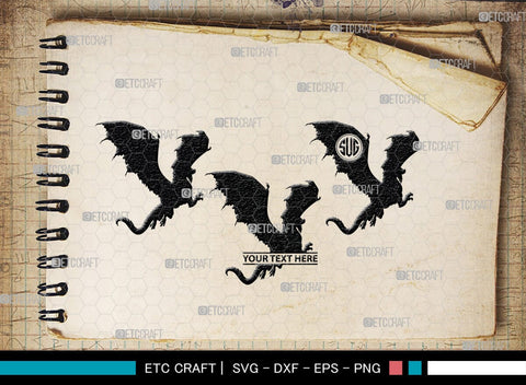 Dragon Monogram, Dragon Silhouette, Dragon SVG, Chinese Dragon Svg, Flying Dragon Svg, Dragon, SB00255 SVG ETC Craft 