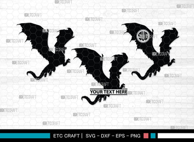 Dragon Monogram, Dragon Silhouette, Dragon SVG, Chinese Dragon Svg, Flying Dragon Svg, Dragon, SB00255 SVG ETC Craft 