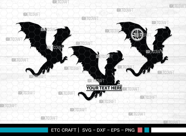 Dragon Monogram, Dragon Silhouette, Dragon SVG, Chinese Dragon Svg, Flying Dragon Svg, Dragon, SB00255 SVG ETC Craft 