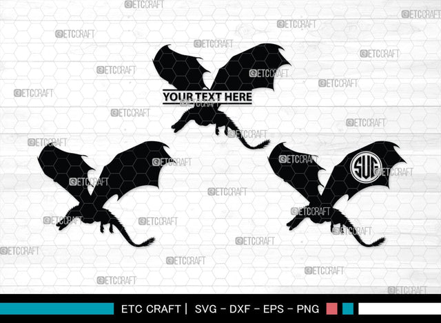 Dragon Monogram, Dragon Silhouette, Dragon SVG, Chinese Dragon Svg, Flying Dragon Svg, Dragon, SB00255 SVG ETC Craft 
