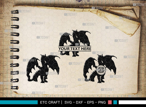 Dragon Monogram, Dragon Silhouette, Dragon SVG, Chinese Dragon Svg, Flying Dragon Svg, Dragon, SB00255 SVG ETC Craft 