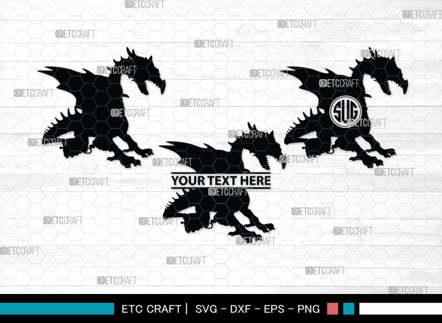 Dragon Monogram, Dragon Silhouette, Dragon SVG, Chinese Dragon Svg, Flying Dragon Svg, Dragon, SB00255 SVG ETC Craft 