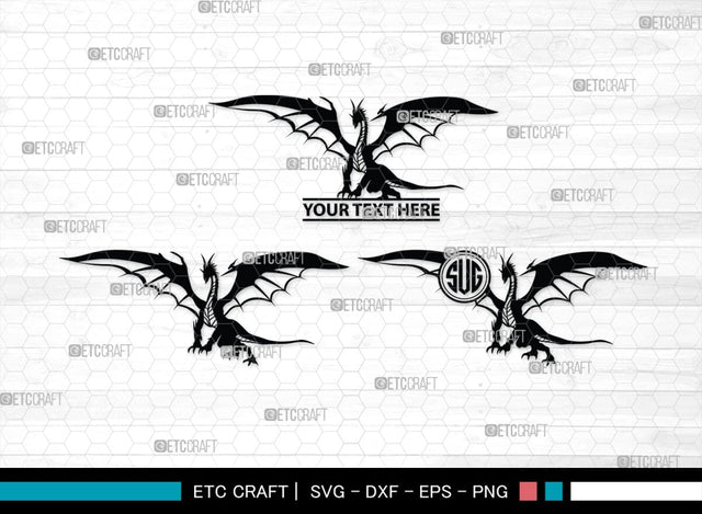 Dragon Monogram, Dragon Silhouette, Dragon SVG, Chinese Dragon Svg, Flying Dragon Svg, Dragon, SB00255 SVG ETC Craft 