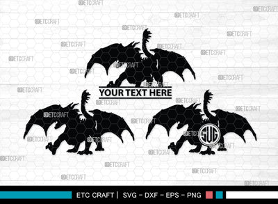 Dragon Monogram, Dragon Silhouette, Dragon SVG, Chinese Dragon Svg, Flying Dragon Svg, Dragon, SB00255 SVG ETC Craft 