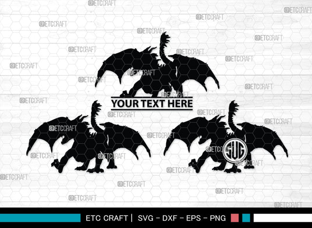 Dragon Monogram, Dragon Silhouette, Dragon SVG, Chinese Dragon Svg, Flying Dragon Svg, Dragon, SB00255 SVG ETC Craft 