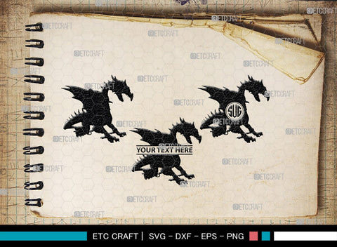 Dragon Monogram, Dragon Silhouette, Dragon SVG, Chinese Dragon Svg, Flying Dragon Svg, Dragon, SB00255 SVG ETC Craft 