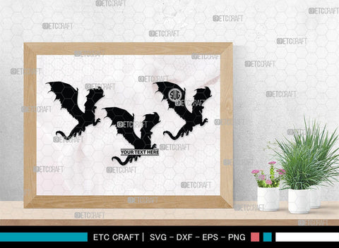 Dragon Monogram, Dragon Silhouette, Dragon SVG, Chinese Dragon Svg, Flying Dragon Svg, Dragon, SB00255 SVG ETC Craft 