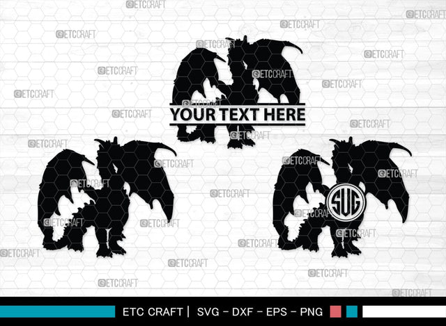 Dragon Monogram, Dragon Silhouette, Dragon SVG, Chinese Dragon Svg, Flying Dragon Svg, Dragon, SB00255 SVG ETC Craft 