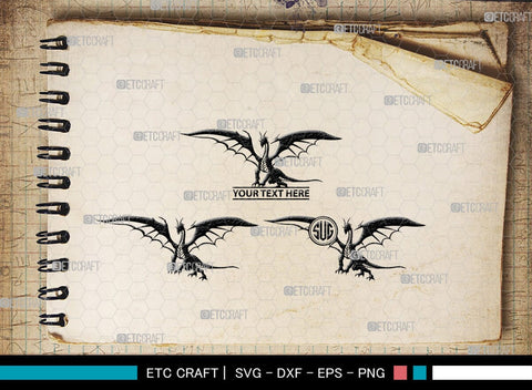 Dragon Monogram, Dragon Silhouette, Dragon SVG, Chinese Dragon Svg, Flying Dragon Svg, Dragon, SB00255 SVG ETC Craft 