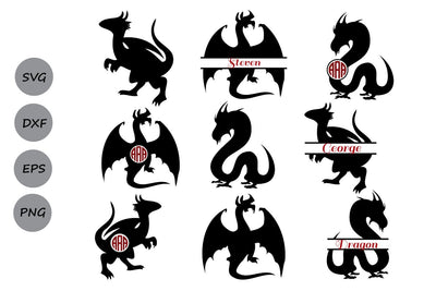 Dragon Monogram| Dragon SVG Cut Files SVG CosmosFineArt 