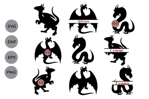 Dragon Monogram| Dragon SVG Cut Files SVG CosmosFineArt 