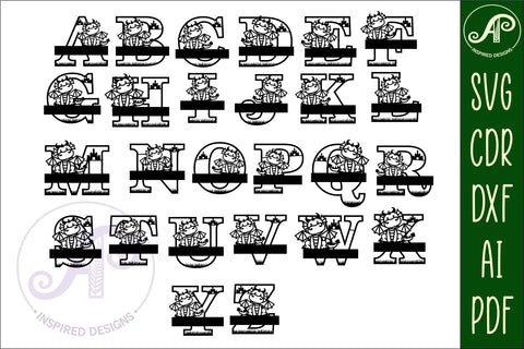 Dragon monogram letter bundle Name signs SVG 3 layer SVG APInspireddesigns 