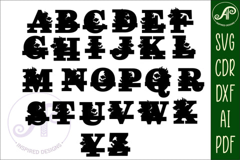 Dragon monogram letter bundle Name signs SVG 3 layer SVG APInspireddesigns 