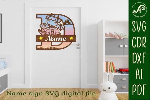 Dragon monogram letter bundle Name signs SVG 3 layer SVG APInspireddesigns 