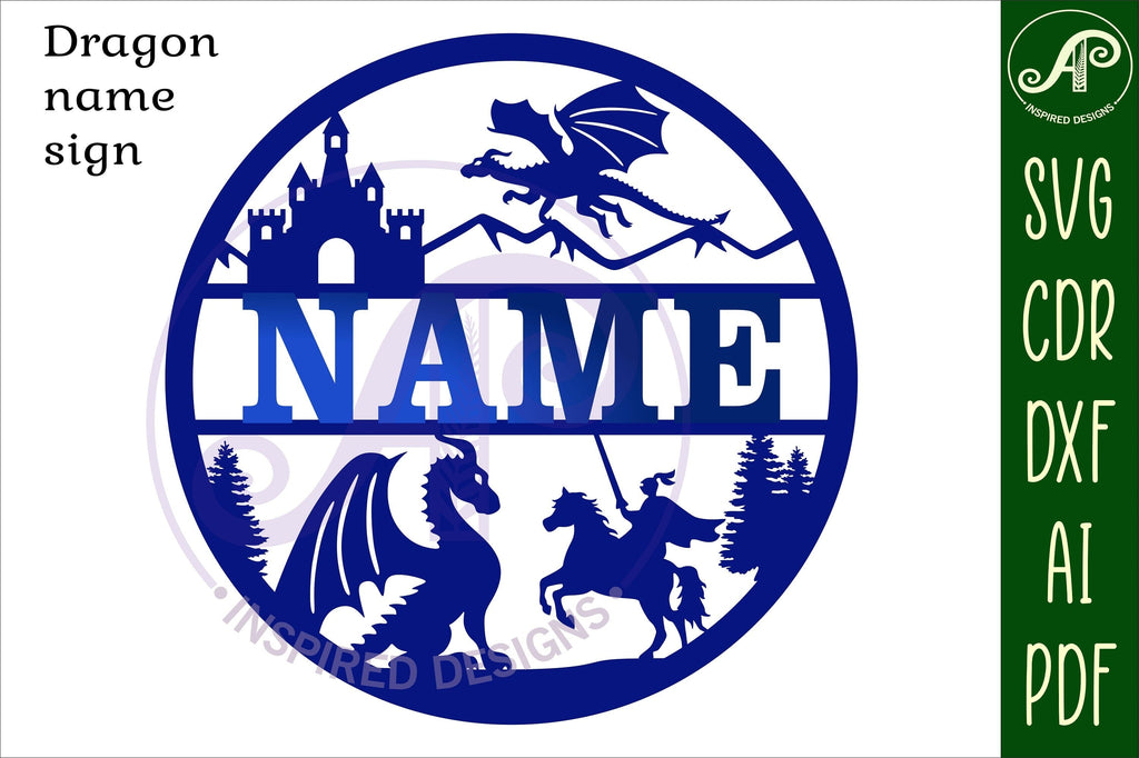Dragon name sign svg laser cut template - So Fontsy