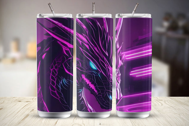 Dragon Neon Style 20 Oz Tumbler Wrap Sublimation Design Sublimation MockupSvgVenue 