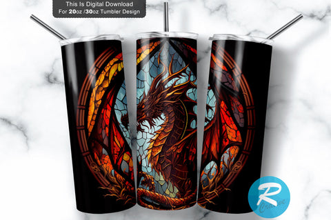 Dragon Stained Glass 20 oz / 30 oz Tumbler PNG Sublimation Regulrcrative 
