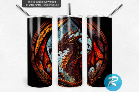Dragon Stained Glass 20 oz / 30 oz Tumbler PNG Sublimation Regulrcrative 