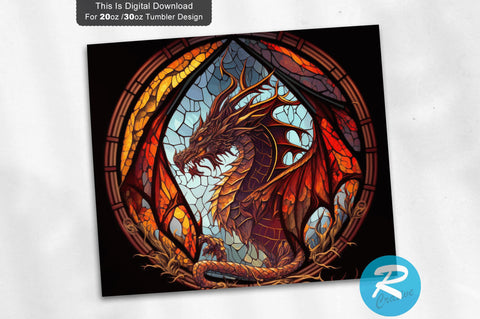 Dragon Stained Glass 20 oz / 30 oz Tumbler PNG Sublimation Regulrcrative 