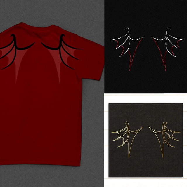 Dragon Wing SVG TRIO Including Sketch and Rhinestone Versions SVG Designed by Geeks
