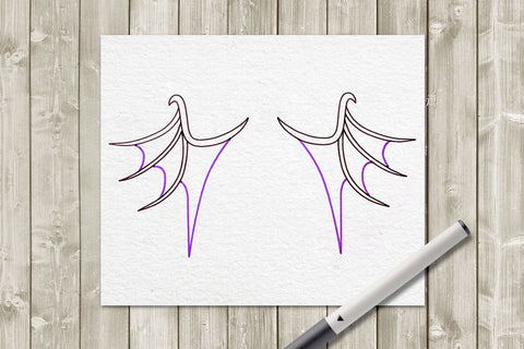 Dragon Wings SKETCH Single Line Drawing SVG SVG Designed by Geeks 