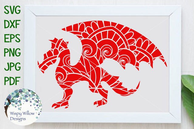 Dragon Zentangle SVG Wispy Willow Designs 