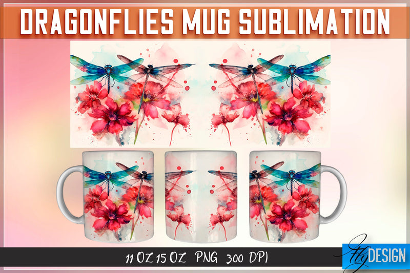 Dragonflies 11 Oz | 15 Oz Mug Sublimation Sublimation Fly Design 