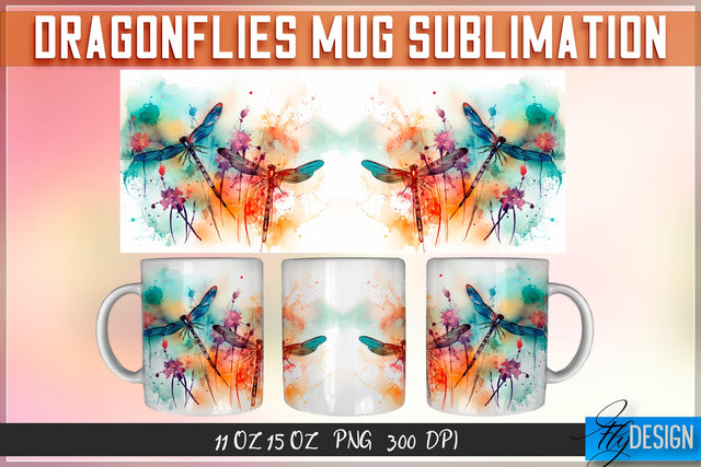Dragonflies 11 Oz | 15 Oz Mug Sublimation Sublimation Fly Design 