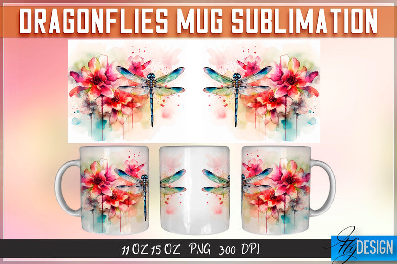 Dragonflies 11 Oz | 15 Oz Mug Sublimation Sublimation Fly Design 