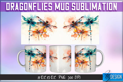 Dragonflies 11 Oz | 15 Oz Mug Sublimation Sublimation Fly Design 