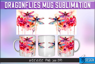 Dragonflies 11 Oz | 15 Oz Mug Sublimation Sublimation Fly Design 