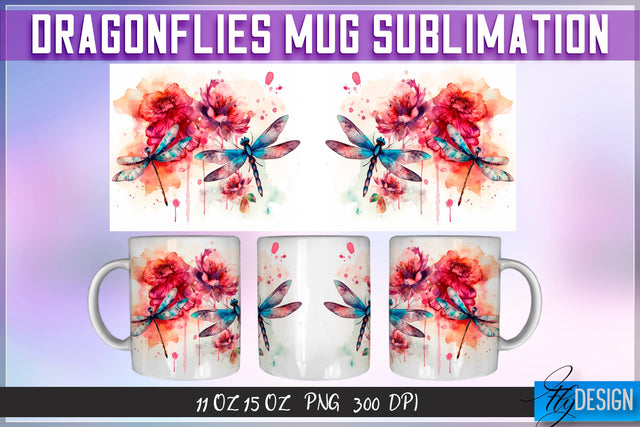 Dragonflies 11 Oz | 15 Oz Mug Sublimation Sublimation Fly Design 