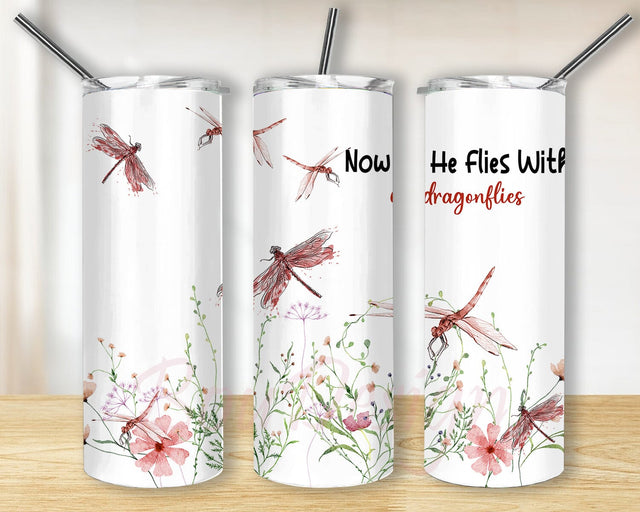 Dragonflies 20oz Skinny Tumbler Sublimation Designs, Dragonfly Tumbler For Straight Tumbler Png, Dragonflies Skinny Tumbler Sublimation Sublimation BouDesign 