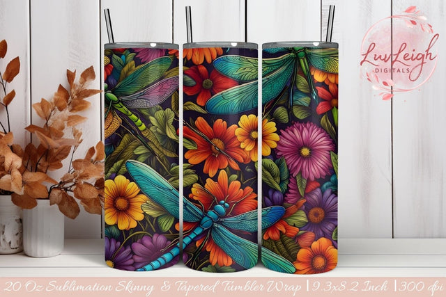 Dragonflies tumbler wrap Sublimation Luvleigh Digitals 