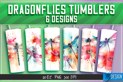 Dragonflies Tumblers Bundle Wrap 20 oz v.2 Sublimation Fly Design 