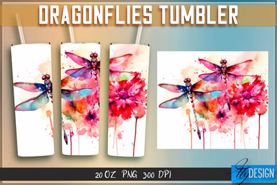 Dragonflies Tumblers Wrap 20 oz v.1 Sublimation Fly Design 
