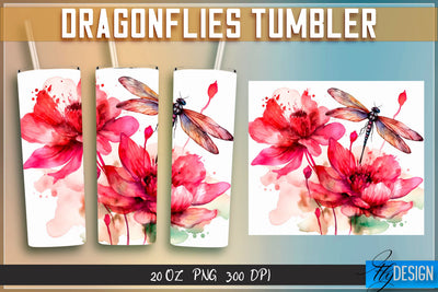 Dragonflies Tumblers Wrap 20 oz v.1 Sublimation Fly Design 