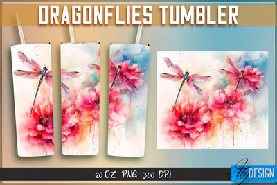 Dragonflies Tumblers Wrap 20 oz v.1 Sublimation Fly Design 
