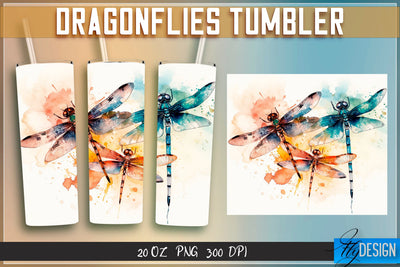 Dragonflies Tumblers Wrap 20 oz v.1 Sublimation Fly Design 