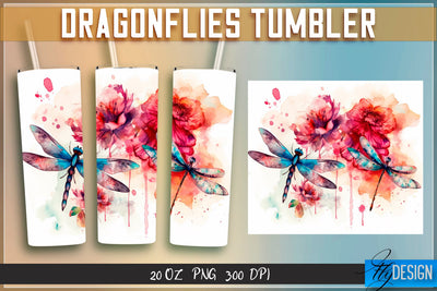 Dragonflies Tumblers Wrap 20 oz v.1 Sublimation Fly Design 